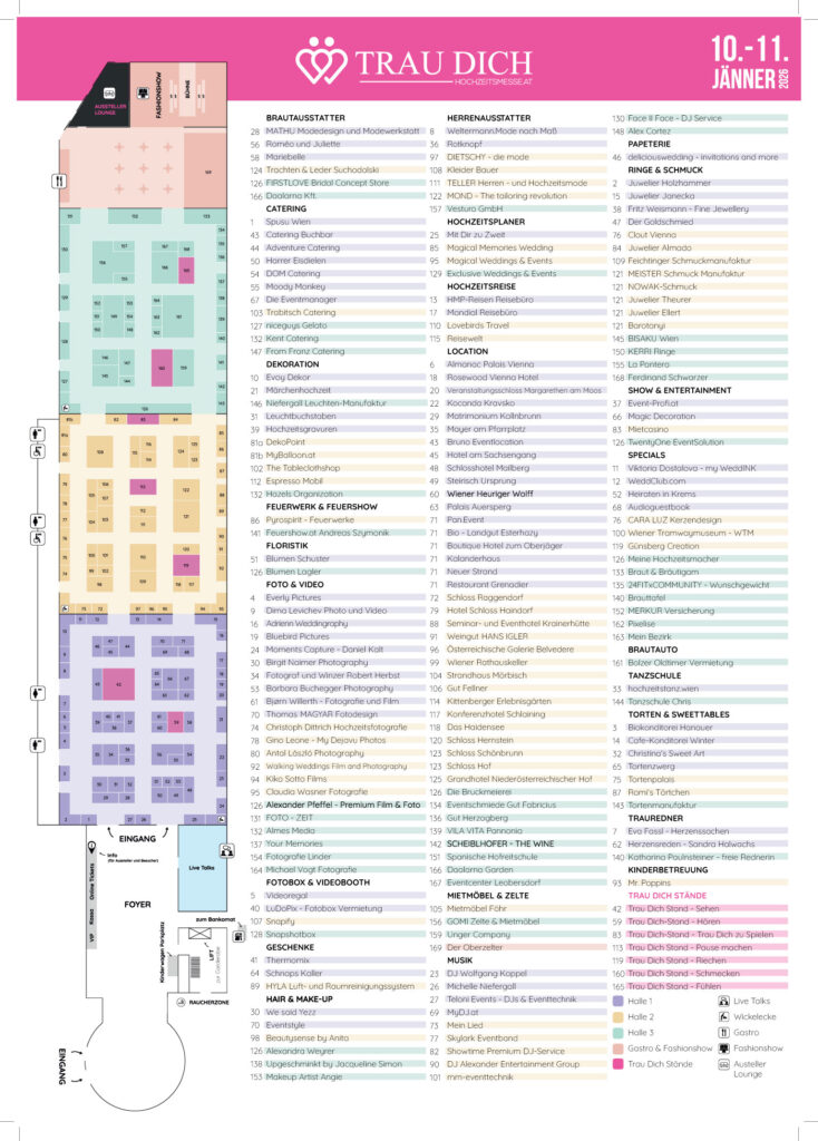 Messeplan TRAU DICH Hochzeitsmesse 2026 in Wien